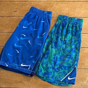 Nike Kids' Blue and Green Patterned Shorts